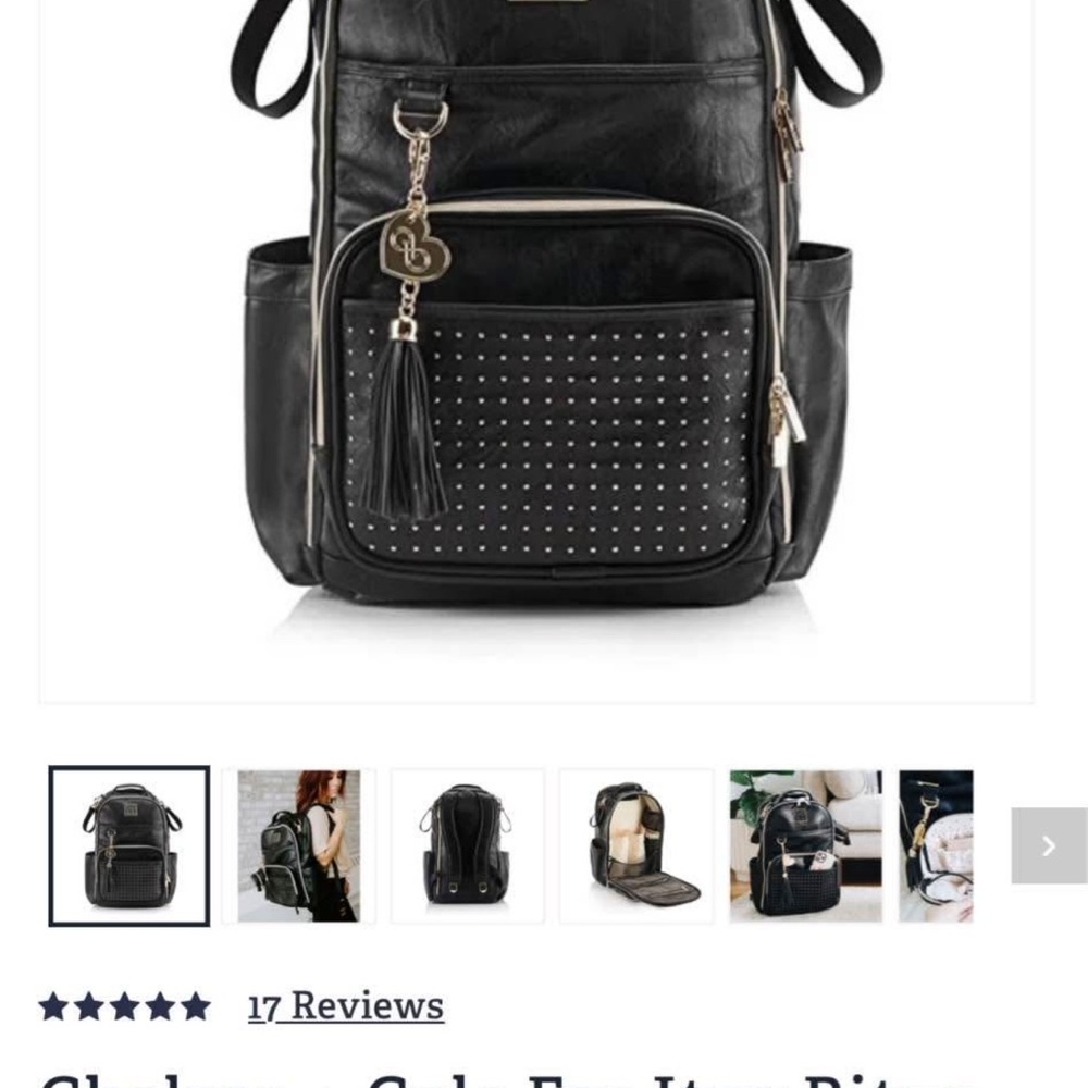 Itzy Ritzy Black Studded Chelsea diaper bag